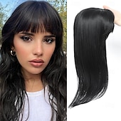 cheap Bangs-Hair Topper 18 Inch Long Hair Toppers for Women with Thinning Hair 360 3D Clip in Blunt Wispy Bangs