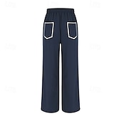 billige brede ben og høy midje-Dame Joggebukser Bukser Rett Fritid Treningsklær Lang Middels midje Lapper Lomme Elastisk snordesign Høyt snitt Pusteevne Myk Mikroelastisk Feriereise Gate Dagligdagstøy Svart Militærgrønn Navybl