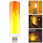 cheap Decorative Lights-4 Pcs simulation flame lamp candle lamp dynamic flame lamp bedside mini Usb atmosphere lamp small night lamp Halloween Christmas decoration lights