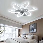 cheap Ceiling Fan Lights-Ceiling Fan with Lighting Modern LED Dimmable Fan Ceiling Light with Fan and Remote Control Timing Quiet Acrylic Flower Shape Ceiling Lamp for Bedroom Kitchen Dining Room Living Room