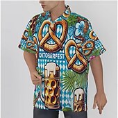 preiswerte Hemden-Oktoberfest Bier Brezel Hawaiihemden Aloha-Hemd Bayerisch München Deutsch Grafik Für Herren Erwachsene Karneval Oktoberfestbier 3D-Druck Urlaub Party