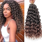 abordables Crocheter les cheveux-Extensions de cheveux synthétiques bouclés pré-bouclés de 18 pouces pour femmes noires - boucles gogo/boucles de plage/océan/eau/ondes profondes au crochet, 8 paquets de cheveux synthétiques sans