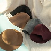 economico Cappelli-Cappelli da pescatore da donna in maglia di cashmere, cappello da pescatore pieghevole, caldo, autunno e inverno, colore unico