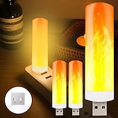 cheap Decorative Lights-4 Pcs simulation flame lamp candle lamp dynamic flame lamp bedside mini Usb atmosphere lamp small night lamp Halloween Christmas decoration lights