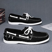 economico Casuale-scarpe da barca da uomo bicolore nere e bianche con design classico allacciato, comode ed eleganti, ideali per gite in spiaggia, abbigliamento casual ed eventi estivi