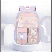 abordables Sacs à dos pour Enfants et Adolescents-Sac à dos kawaii pour enfants et adolescentes – cartable pastel avec breloque lapin en peluche et organiseur multi-poches pour l&#039;école primaire et le collège