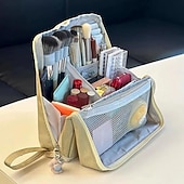 cheap Jewelry &amp; Cosmetic Storage-Standing Makeup Bag, Waterproof Large Capacity Toiletry Bag with Compartments, Portable Travel Cosmetic Organizer, Multi-Purpose Pencil &amp; Makeup Storage Case