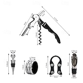 cheap Barware-Wine Opener Set Waiters Corkscrew Stainless Foil Cutter Leak Proof Bottle Stoppers Pourer Anti Overflow Collar Drip Ring Included Manual Cap Opening Tool for Cork Manual Wine Bottle Opener Cork