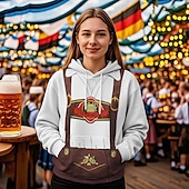 levne Mikiny s kapucí-Pivo Oktoberfest Kapuce Tisk Přední kapsa Grafika Pro Dámské Dospělé Karneval Pivo Oktoberfest 3D tisk Dovolená Párty