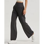 preiswerte Yogahosen &amp; Pumphosen-Damen Fitnesshose Pilates-Hosen Yogahose Mit Taschen Leicht Hohe Taille Fitnessstudio Pilates Zumba Unterteile Einfarbig Schwarz Weiß Dunkelmarine Herbst Sport Sportkleidung Mikroelastisch Lässiger