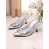 preiswerte Nachtleben Party-silberne Slingback-Kitten Heels für Damen mit spitzer Spitze – elegante Partyschuhe für Cocktail-Events und abendliche Anlässe
