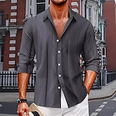 preiswerte Geometrische Muster-Herren Geometrisch Karo / Karomuster Hemd Knopfhemd Lässiges Hemd Langarm Modisch lässig Urlaub Täglich Streetwear Sommer Frühling Umlegekragen 3D-Druck Hemden mit Kragen Blau Khaki Dunkelgrau