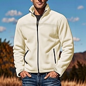 economico felpe in pile-Per uomo Felpa con cappuccio e zip Felpa con zip Felpa con cappuccio in pile Nero Bianco Marrone Grigio Colletto Mao Semplice Con zip Tasca Frontale Sport &amp; Outdoor Casuale Quotidiano Streetwear Cool