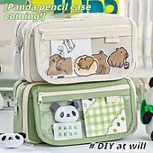 cheap Pencil Cases &amp; Holders-Large Capacity Storage Bag with 9-layer Pencil Case Transparent Compartment and Magnetic Button Flap for Easy Retrieval