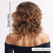 お買い得  トレンドの合成ウィッグ-人工毛ウィッグ ディープ・カーリー アフロキンキー アシメントリー・ヘアカット バング付き 機械製 かつら 14 インチ A1 合成 女性用 クラシック 快適 カラーグラデーション マルチカラー