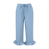 billiga Raka byxor-Dam EU / US-storlek caprishorts Mode Ledigt Kapris Naturlig Solid färg Plisserad Ficka Trendig Mateial som andas Bekväm Sport Microelastisk Ledigt Dagliga kläder Vin Svart Vit Grön Vår, Höst, Vinter