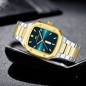 cheap Quartz Watches-VA VA VOOM Top Brand Men Wrist Watches Luxury Waterproof Gold Black Silver Date Week Display Square Watch for Men Stainless Steel Watc
