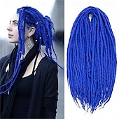 abordables Crocheter les cheveux-Extensions de dreadlocks à double extrémité en laine de 22 pouces, 15 brins de dreads synthétiques marron mélangés, dreadlocks fines et douces de style hippie pour femmes