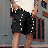 economico All&amp;#39;aperto-Per uomo Pantaloncini cargo Shorts Pantaloncini Estivi Coulisse Elastico in vita Multi-tasche Patchwork Comodità Indossabile Lunghezza al ginocchio All&#039;aperto Sport Quotidiano Moda Casual Nero Bianco