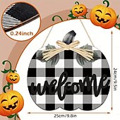 olcso hálaadás és őszi dekoráció-Őszi üdvözlő fa ajtófogas, halloween hálaadás tök 3D kockás bejárati ajtótábla, rusztikus függő verandakoszorú őszi lakberendezés