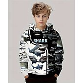 billiga Pojkens 3D-djur-Pojkar 3D Djur Huvtröja Långärmad Vår Höst Mode Streetwear Barn 4-12 år Huva Utomhus Ledigt Dagligen Normal