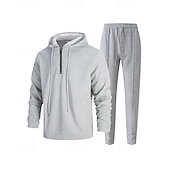 Недорогие спортивные костюмы-Муж. Спортивный костюм Штаны Спортивные штаны Карман на молнии Однотонный Наборы одежды Осень Черный Белый Тренажерный зал Одежда для спорта и отдыха Бег С защитой от ветра Длинный рукав Спорт