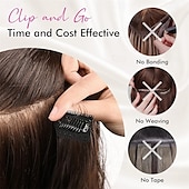 baratos Clip nas extensões-extensões de cabelo clip in 5 peças extensões de cabelo castanho 24 extensões de cabelo longas e grossas ondas soltas he002 trama de renda invisível apliques naturais macios para mulheres castanho