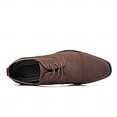 cheap Formal-Men&#039;s Oxfords Brogue Walking British PU Leather Suede Breathable Comfortable Slip Resistant Lace-up Dark Brown Black Blue Fall Winter