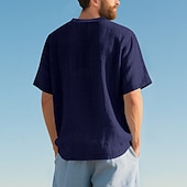 economico camicie casual da uomo-Per uomo Camicia Camicia Estiva Camicia casual Camicia da Spiaggia Camicia con Bottoni Nero Bianco Blu marino Kaki Grigio chiaro Manica Corta Semplice Scollo a V Vacanza Camicia hawaiana Abbigliamento