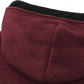 billiga Huvtröja i fleece-Herr Huvtröja Tröja med tröja Huvtröja i fleece Vin Armégrön Marinblå Grå Huva Färgblock Lappverk Färgblock Ledigt Dagligen Sport Polyester Streetwear Häftig Sportkläder Höst Vinter Kläder Pull Tröjor