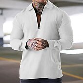 economico Felpe di base-Per uomo Felpa con zip Nero Bianco Blu Cachi Grigio chiaro Bavero Semplice Con zip Zip a un quarto Casuale Quotidiano Ferie Streetwear Cool Designer Primavera &amp; Autunno Abbigliamento Felpe con