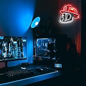 Недорогие 3D ночники-неоновая вывеска в виде пожарного шлема, неоновая вывеска в стиле поп-арт, светодиодная подсветка с питанием от USB, регулируемая яркость, для декора стены героя, пожарная пещера, настенный декор,