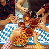 economico Forniture per eventi e feste-Confezione da 5 tovaglie Oktoberfest blu &amp;Tovaglie a quadretti bianchi per forniture per la festa del tè dell&#039;Oktoberfest, tovaglia rettangolare in plastica per campeggio, picnic, matrimonio, festa di