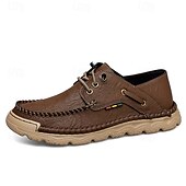 abordables sandales d&#039;extérieur-Baskets d&#039;extérieur pour hommes en cuir marron avec tige en mesh, semelle intérieure coussinée et semelle en caoutchouc durable pour le sport, la randonnée et les aventures actives en plein air