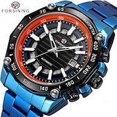 preiswerte Mechanische Uhren-FORSINING Herren Mechanische Uhr Luxus Großes Ziffernblatt Außenbereich Geschäft Automatische Selbstaufzug leuchtend Kalender Datum Edelstahlband Beobachten