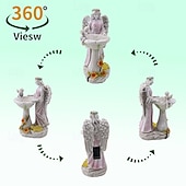 cheap Landscape Lights-1 Pc outdoor solar illuminated sculpture angel fountain ornament light courtyard garden park lawn path resin ornament decorative light