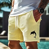 preiswerte 3D-Sweatshorts für Herren-Herren Delfin Meeresbewohner Waffel-Shorts Sweat-Shorts Freizeitshorts Mittlere Taille Modisch lässig Urlaub Joggen Trainieren Elastischer Kordelzug in der Taille Shorts mit Taschen Designer