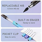 preiswerte Bürobedarf-17 teile/satz ewige bleistift unendliche bleistift technologie tintenlosen metall stift magie bleistift zeichnung ist nicht leicht zu brechen gerade bleistift