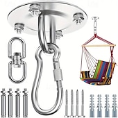 baratos Atividade ao Ar Livre-Cabide de balanço de trabalho de 6 peças - gancho de aço inoxidável para suporte de teto, kit de ferragens para balanço, rede, ioga, saco de areia, várias academias internas e externas