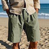 economico Vacanza-Per uomo Shorts Pantaloncini Estivi Pantaloncini casual Tasca Coulisse Elastico in vita A righe Comodità Indossabile Lunghezza al ginocchio All&#039;aperto Sport Quotidiano Moda Casual Nero Bianco