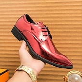 abordables Officiel-Chaussures à lacets en cuir verni vert pour hommes – chaussures habillées brillantes avec une finition polie, idéales pour les mariages et les soirées