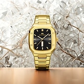 cheap Quartz Watches-VA VA VOOM Top Brand Men Wrist Watches Luxury Waterproof Gold Black Silver Date Week Display Square Watch for Men Stainless Steel Watc