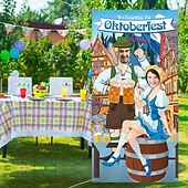 Χαμηλού Κόστους Oktoberfest-Μπανέρ Φωτογραφίας Οκτόμπερφεστ Στεφάνια Φόντου Props Βαυαρική Σημαία Ψηφιακό Μπανέρ για Γερμανική Θεματική Διακόσμηση Πάρτι