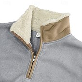 ieftine hanorace din lână-Bărbați Pulover cu glugă cu glugă Hanorac cu fermoar Negru Bleumarin Kaki Gri Deschis Gri Închis Guler în picioare Simplu Buzunar frontal Quarter Zip Sporturi &amp; Exterior Casual Zilnic Șic Strad