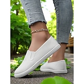 cheap Women&#039;s Sneakers-Women&#039;s Canvas Slip-On Sneakers – Lightweight Minimalist Flats for Daily Errands, Park Walks and Weekend Brunch Outings
