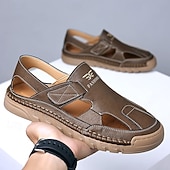 Χαμηλού Κόστους Υπαίθριες σάντες-Ανδρικά καφέ slip-on σανδάλια εξωτερικού χώρου με ελαστικά λουράκια και αναπνεύσιμο mesh επάνω μέρος για καλοκαιρινές περιπέτειες