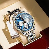 olcso Quartz órák-Férfi Kvarc Óra Luxus Nagy Dial Üzleti Lumineszcens Naptár Dátum Hét Vízálló Rozsdamentes Acél Óra