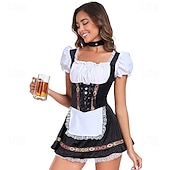 tanie Kobiety-Oktoberfest Mini Sukienka Dirndl Pokojówka Seksowny bawarski Alpejski Łąki Damskie Impreza Festiwal Piwa Tkanina w stylu tradycyjnym (30 cm)