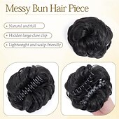 cheap Chignons-Messy Bun Hair Piece Wavy Claw Clip Messy Bun Hair Clip Synthetic Fake Buns Hairs Extensions Soft hairs buns Hairpieces for Women Daily Wear