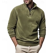 levne Základní mikiny_-Pánské Mikina Čtvrtletní mikina na zip Černá Námořnická modř Oranžová Trávová zelená Kávová Poloviční zip Bez vzoru Sporty a outdoor Denní Dovolená Polyester Šik ven Základní Na běžné nošení Jaro